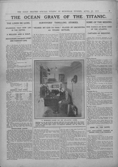 قبر المحيط من تيتانيك ، وصورة لمشغل لاسلكي ، 20 أبريل 1912. بواسطة غير معروف