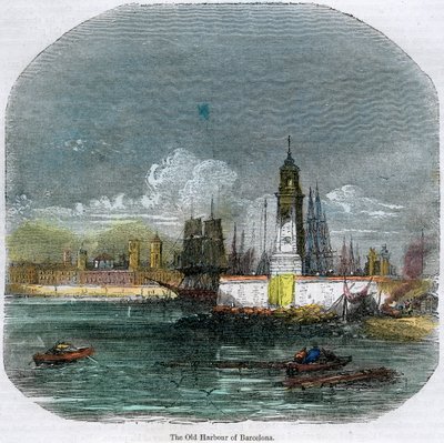 ميناء برشلونة القديم ، كاتالونيا ، إسبانيا ، c1880 بواسطة غير معروف