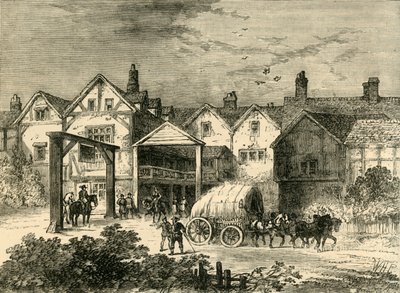 The Old Tabard Inn ، في القرن السابع عشر ، c1878. بواسطة غير معروف