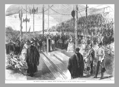 أمير ويلز يضع حجر الأساس في مدرسة القواعد الجديدة في ريدينج ، 1870 بواسطة غير معروف