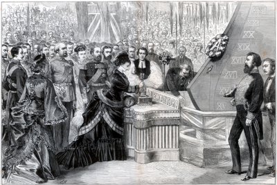 أميرة ويلز تطلق السفينة الحديدية الجديدة الكسندرا ، 1875 بواسطة غير معروف