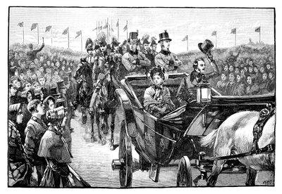 وصول الملكات إلى بيل بارك بالقرب من مانشستر ، 1851 ، 1888 بواسطة غير معروف