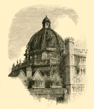 مكتبة رادكليف ، من Quadrangle of Brasenose ، 1898. بواسطة غير معروف