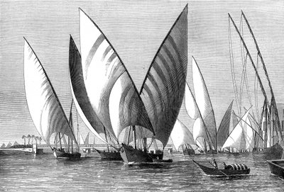 النهر عند كوبرى بولاق ، القاهرة ، مع مرور الذهب 1874 بواسطة غير معروف