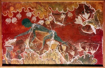 لوحة Saffron-Gatherer Fresco من قصر مينوان الملكي ، كنوسوس ، كريت. القرن الخامس عشر قبل الميلاد بواسطة غير معروف