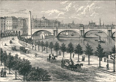 ضفة نهر التايمز ، تظهر إبرة كليوباتراس ، 1896 بواسطة غير معروف