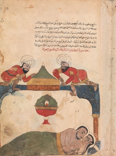 اللصوص على السطح أيقظوا التاجر ، فوليو من كليلة ودمنة ، القرن الثامن عشر. بواسطة غير معروف