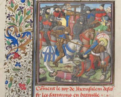 المعركة بين الصليبيين والمسلمين. صورة مصغرة من الهستوريا بواسطة ويليام صور ، 1460 بواسطة غير معروف