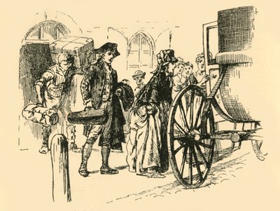 عربة النقل التي كانت ستنقل المسافرين ، انطلقت عند الباب ، 1907. بواسطة غير معروف