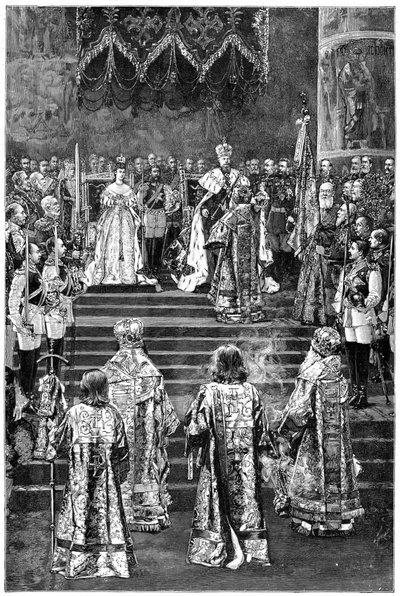 تتويج الإمبراطور ألكسندر الثالث والإمبراطورة ماريا فيودوروفنا ، 1883 أواخر القرن التاسع عشر بواسطة غير معروف