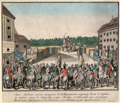 تتويج الإمبراطور ليوبولد الثاني كملك للمجر في Pressburg في 15 نوفمبر 1790 ، 1790. بواسطة غير معروف