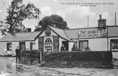 متجر الحدادين القديم الشهير ، Gretna Green ، Dumfriesshire ، اسكتلندا ، القرن العشرين بواسطة غير معروف