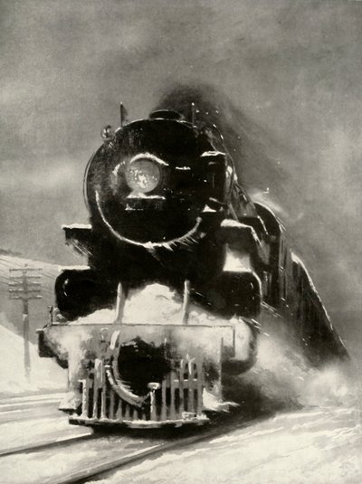 إن غضب العاصفة الثلجية لا يترك أي انطباع على هذه القاطرة الضخمة ، 1935. بواسطة غير معروف
