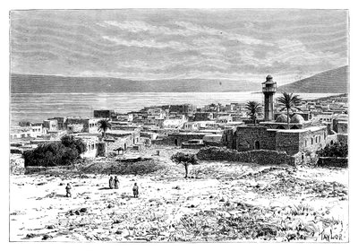 بحيرة ومدينة طبرية ، إسرائيل ، 1895 بواسطة غير معروف
