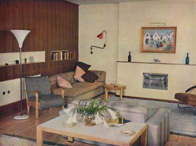 غرفة المعيشة في شقة في لندن ، أعاد تصميمها سيرج تشيرمايف ، FRIBA ، 1936 بواسطة غير معروف