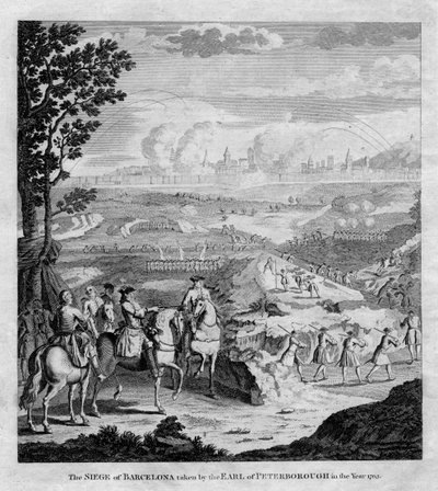 حصار برشلونة الذي استولى عليه إيرل بيتربورو عام 1705 بواسطة غير معروف