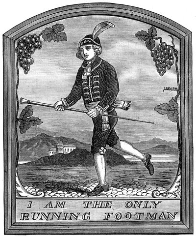 علامة The Running Footman ، لندن ، 1891 بواسطة غير معروف