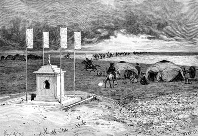 مقبرة لاما ومخيم ، الصحراء المنغولية ، c1890 بواسطة غير معروف