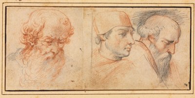 ثلاث دراسات الرأس ، 1600s. بواسطة غير معروف