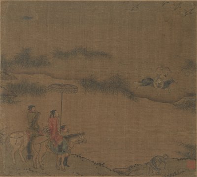 ثلاثة فرسان يصطادون الأوز البري ، 960-1279. بواسطة غير معروف
