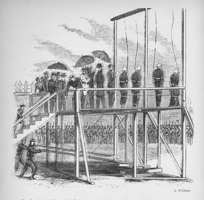 شنق ثلاثة رجال وامرأة شنقوا لاغتيال لينكولن ، c1865 ، 1938 بواسطة غير معروف