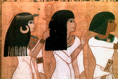 ثلاث شقيقات ، التفاصيل من جدارية مصرية قديمة بواسطة غير معروف