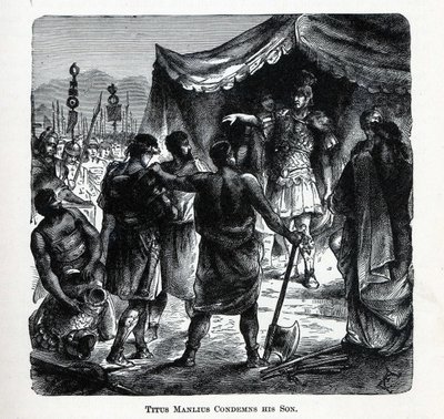 يدين ابنه تيتوس مانليوس 1882 بواسطة غير معروف