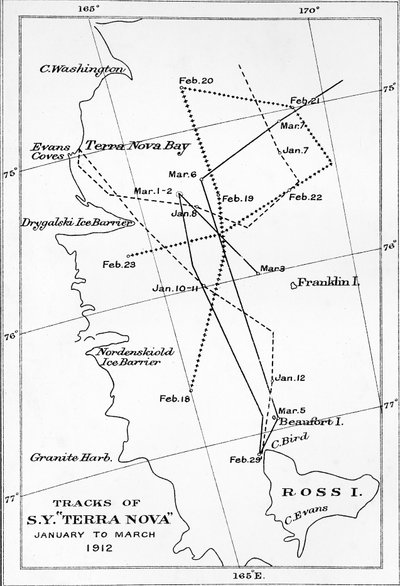 مسارات SY Terra Nova - من يناير إلى مارس 1912 ، 1913 بواسطة غير معروف