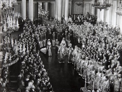 القيصر نيكولاس الثاني في حفل افتتاح الدوما الأولى ، سانت بطرسبرغ ، روسيا ، 1906 بواسطة غير معروف
