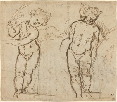 اثنان يقفان Putti [وجه الصفحة]. بواسطة غير معروف