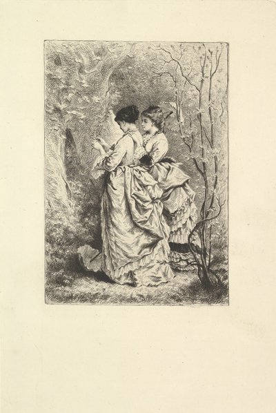 امرأتان صغيرتان في حديقة ، 1873-1874. بواسطة غير معروف