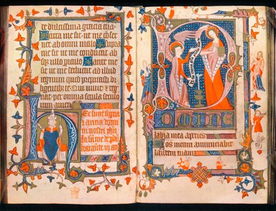 صفحتان من كتاب الساعات ، c1350 بواسطة غير معروف