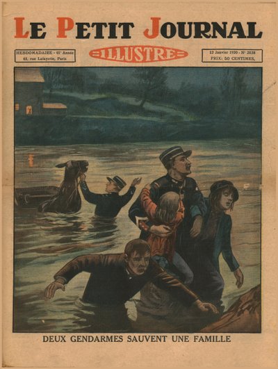 شرطيان ينقذان أسرة عام 1930. بواسطة غير معروف