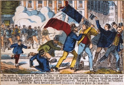 انتفاضة تؤدي إلى إنشاء كومونة باريس ، 1871. بواسطة غير معروف