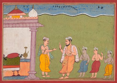 A Bhagavata Purana من Vasudeva يلتقي Nanda ، 1610. بواسطة غير معروف