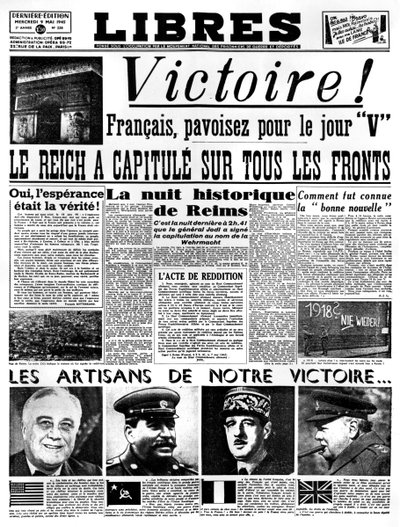 النصر! ، الصفحة الأولى من صحيفة ليبرس ، 9 مايو 1945 بواسطة غير معروف