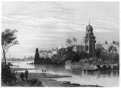 منظر لدلهي من النهر يظهر قصر الملوك ، c1860 بواسطة غير معروف