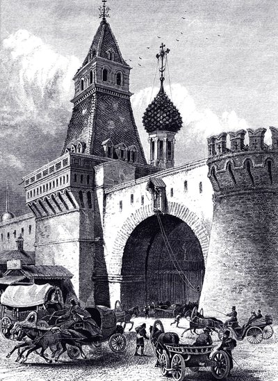 منظر لبرج نيكولسكايا وأسلحة في موسكو ، حوالي 1860 بواسطة غير معروف