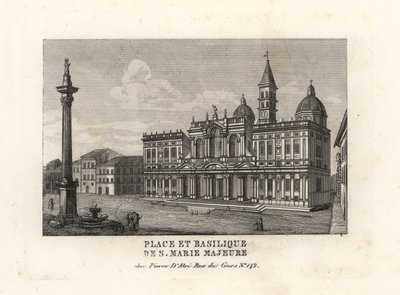 منظر ل Piazza e Basilica di Santa Maria Maggiore وساحة وكنيسة القديسة ماري الكبرى بعمودها المريمي ، روما بواسطة غير معروف