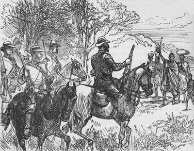 لقاء المتطوعين مع ولاء كافر وعائلته عام 1880 بواسطة غير معروف