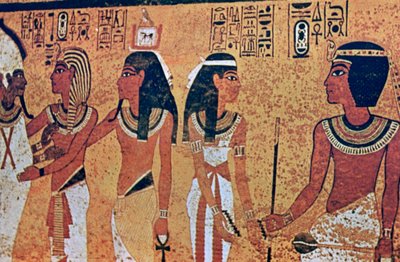 لوحات جدارية في مقبرة توت عنخ آمون ، وادي الملوك ، الأقصر ، مصر بواسطة غير معروف