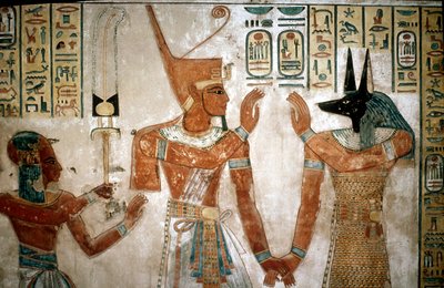 لوحة جدارية من قبر ابن رعمسيس الثالث ، وادي الملكات ، الأقصر ، مصر ، القرن الثاني عشر قبل الميلاد بواسطة غير معروف