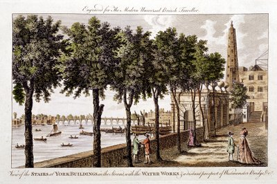 أعمال المياه في مباني يورك ، ستراند ، لتزويد لندن بالمياه من نهر التايمز ، 1790 بواسطة غير معروف