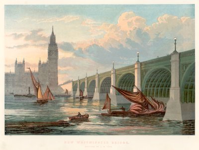 جسر وستمنستر ، لندن ، ينظر من الضفة الجنوبية لنهر التايمز ، 1858 بواسطة غير معروف