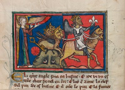 عندما نفخ الملاك الخامس في بوقه ... صورة مصغرة من: Apocalypse de Saint Jean، حوالي 1320. بواسطة غير معروف