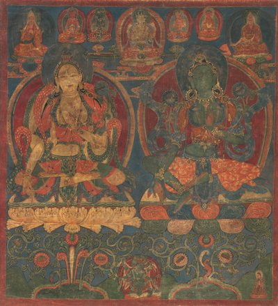 وايت تارا وغرين تارا ، 1450-1500. بواسطة غير معروف