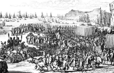 وليام أورانج هبط مع جيشه في تورباي ، ديفون ، 5 نوفمبر 1688 بواسطة غير معروف