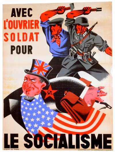 مع العامل والجندي من أجل الاشتراكية ، ملصق الدعاية البلجيكية الموالية للنازية ، c1941-1944 بواسطة غير معروف
