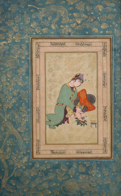 امرأة تضع الحناء ، أواخر القرن السادس عشر. بواسطة غير معروف