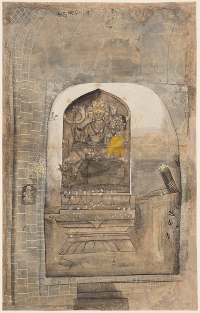 عبادة صورة حجرية لشيفا وبارفاتي داخل لينغام ، ج. 1710. بواسطة غير معروف